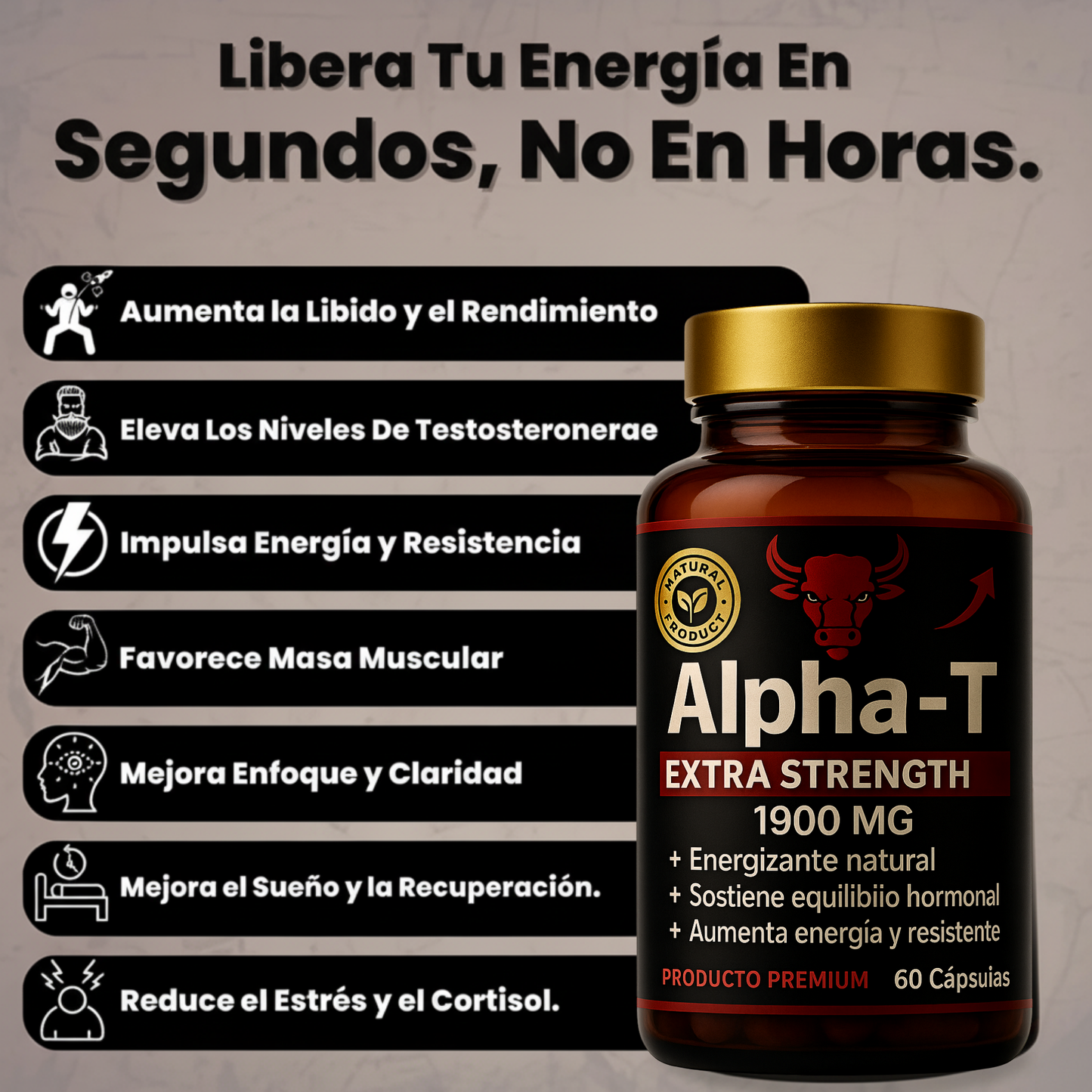 Alpha-T 60 CÁPS - Impulsa Tu Energía y Tu Virilidad