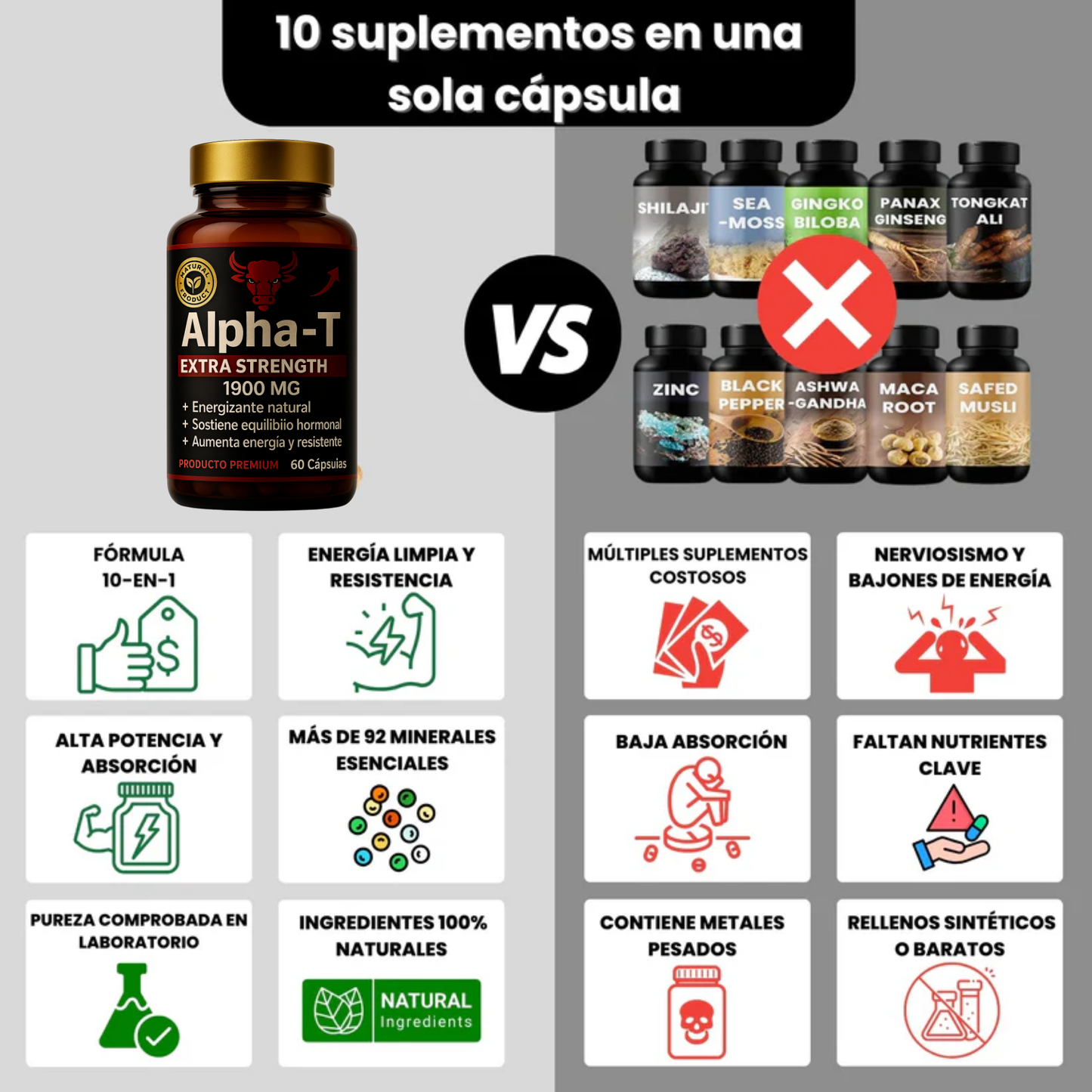Alpha-T 60 CÁPS - Impulsa Tu Energía y Tu Virilidad