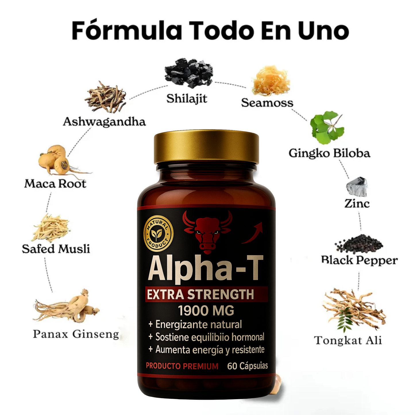 Alpha-T 60 CÁPS - Impulsa Tu Energía y Tu Virilidad